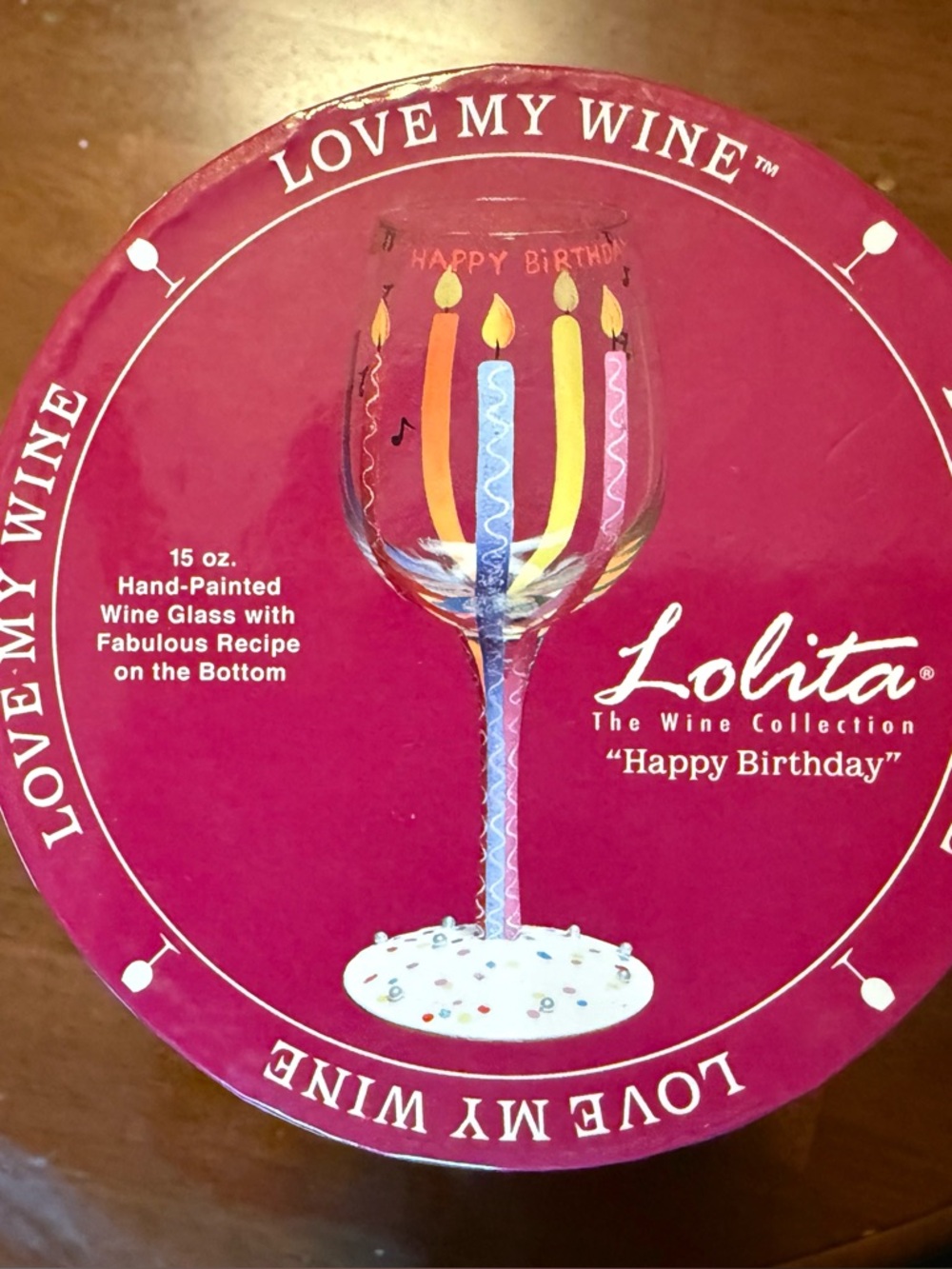Lolita 'Happy Birthday' Hand-Painted Wine Glass